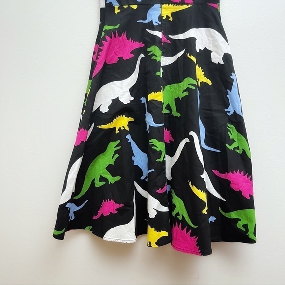 Hanpceirs Dinosaur Print Retro Vintage Cocktail Swing Dress with Pockets - Picture 8 of 10